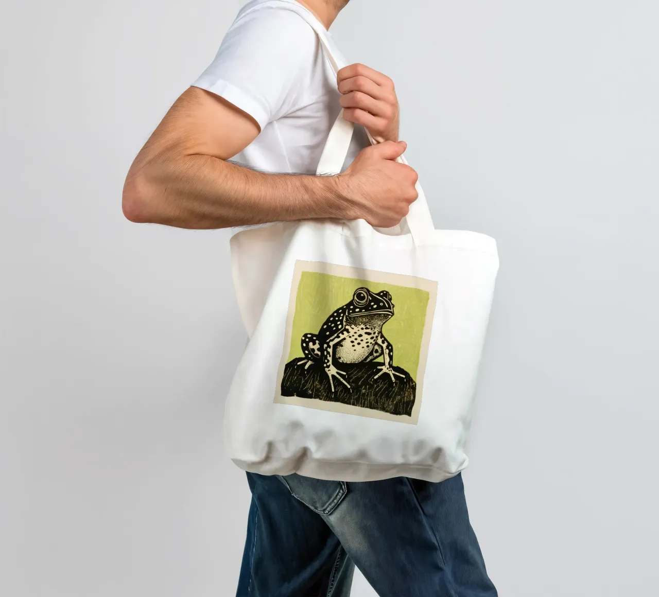 Rospo verde 2 borsa in juta da Minimal Animal Art