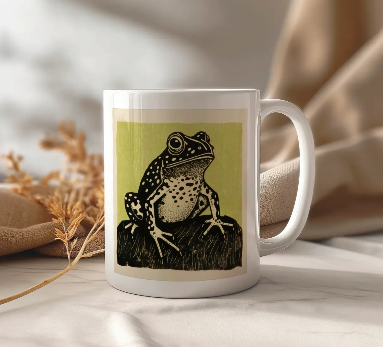 Rospo verde 2 tazza in ceramica da Minimal Animal Art