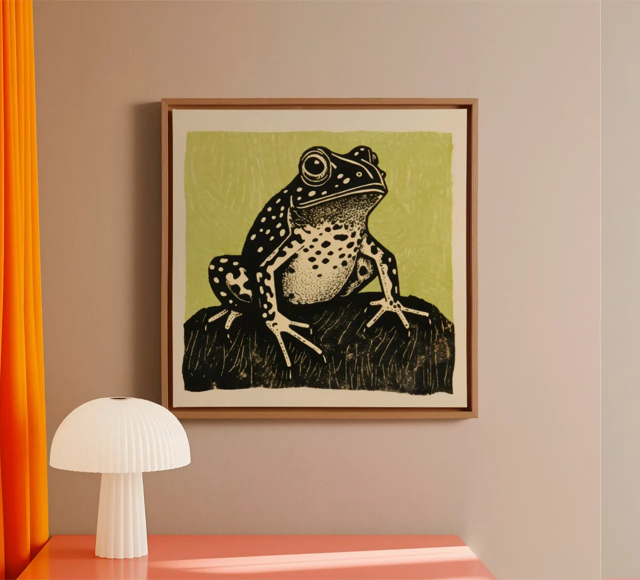 Crapaud vert 2 toile avec Caisse américaine de Minimal Animal Art