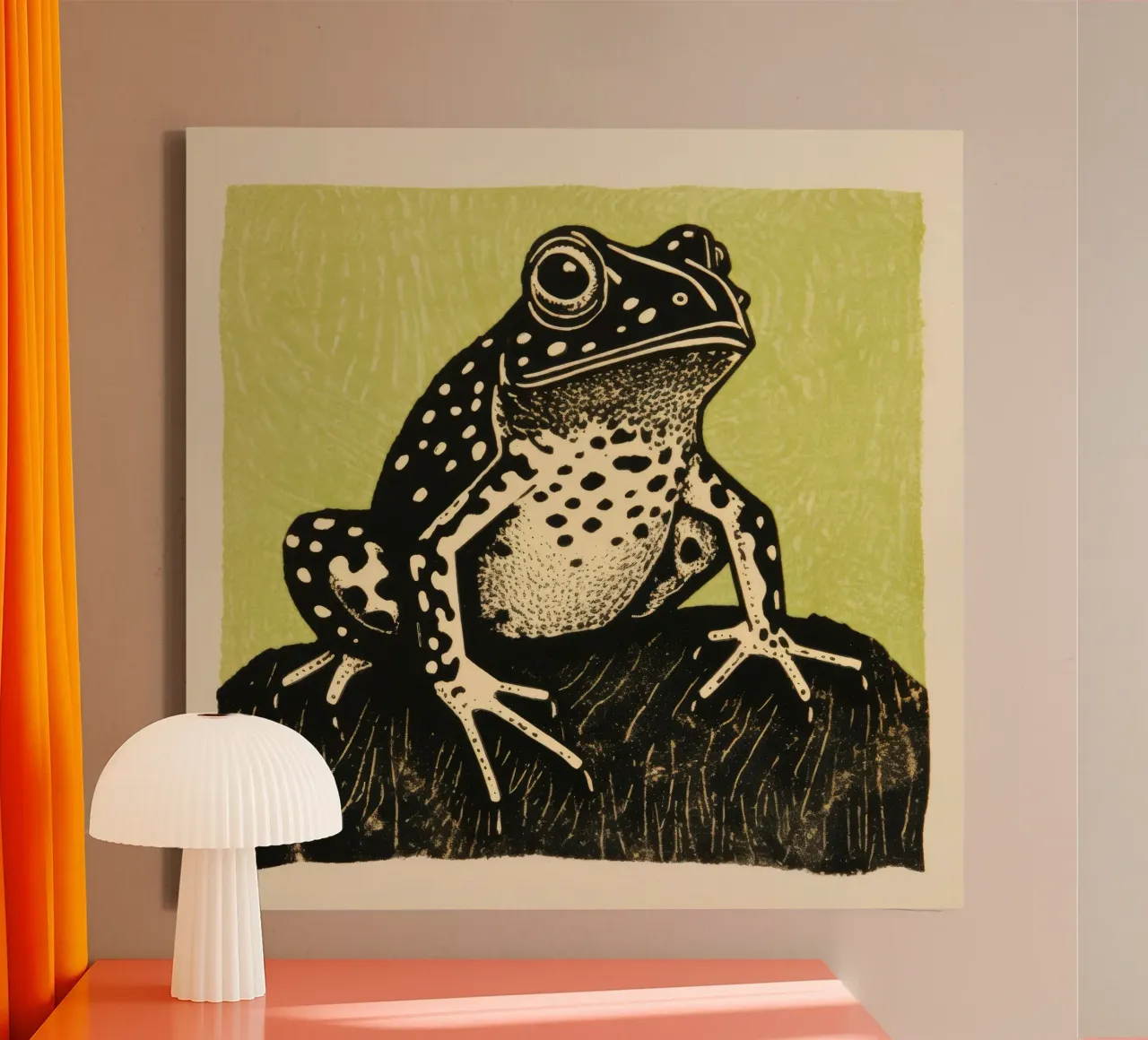Crapaud vert 2 toile avec Caisse américaine de Minimal Animal Art
