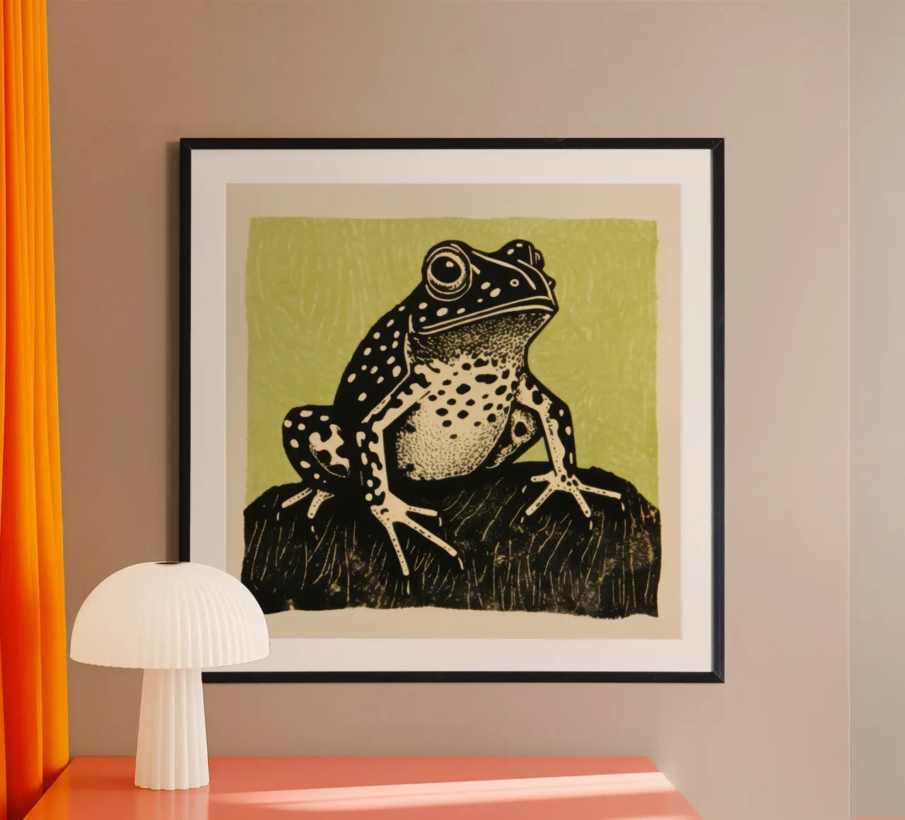 Rospo verde 2 poster con telaio in plastica da Minimal Animal Art