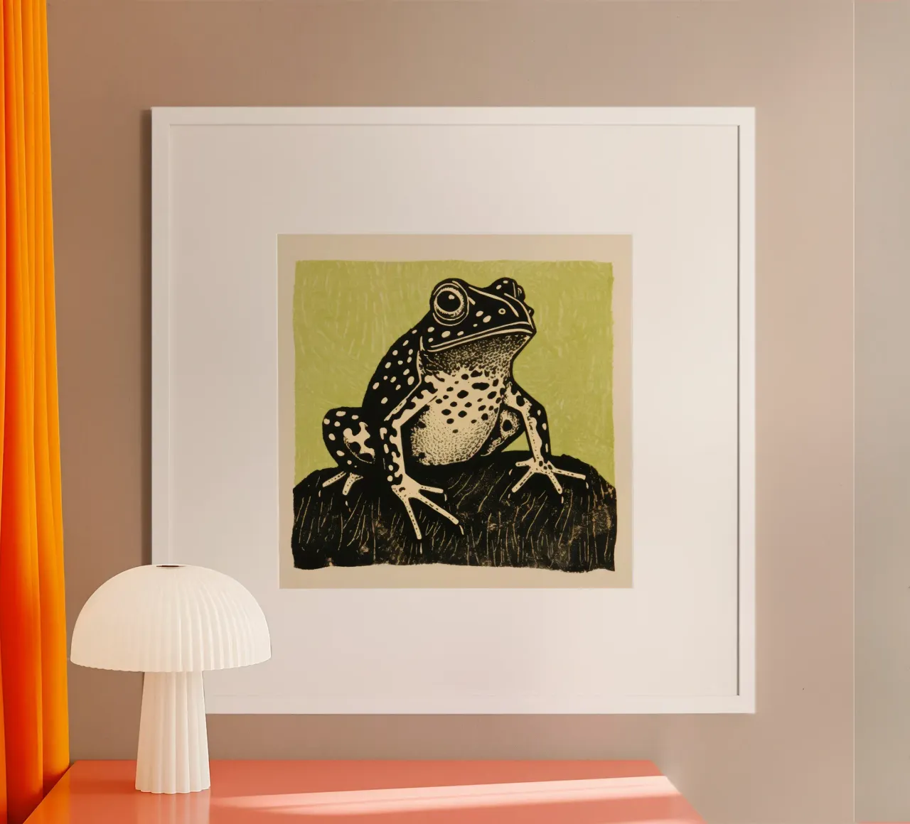 Rospo verde 2 poster con telaio in plastica da Minimal Animal Art