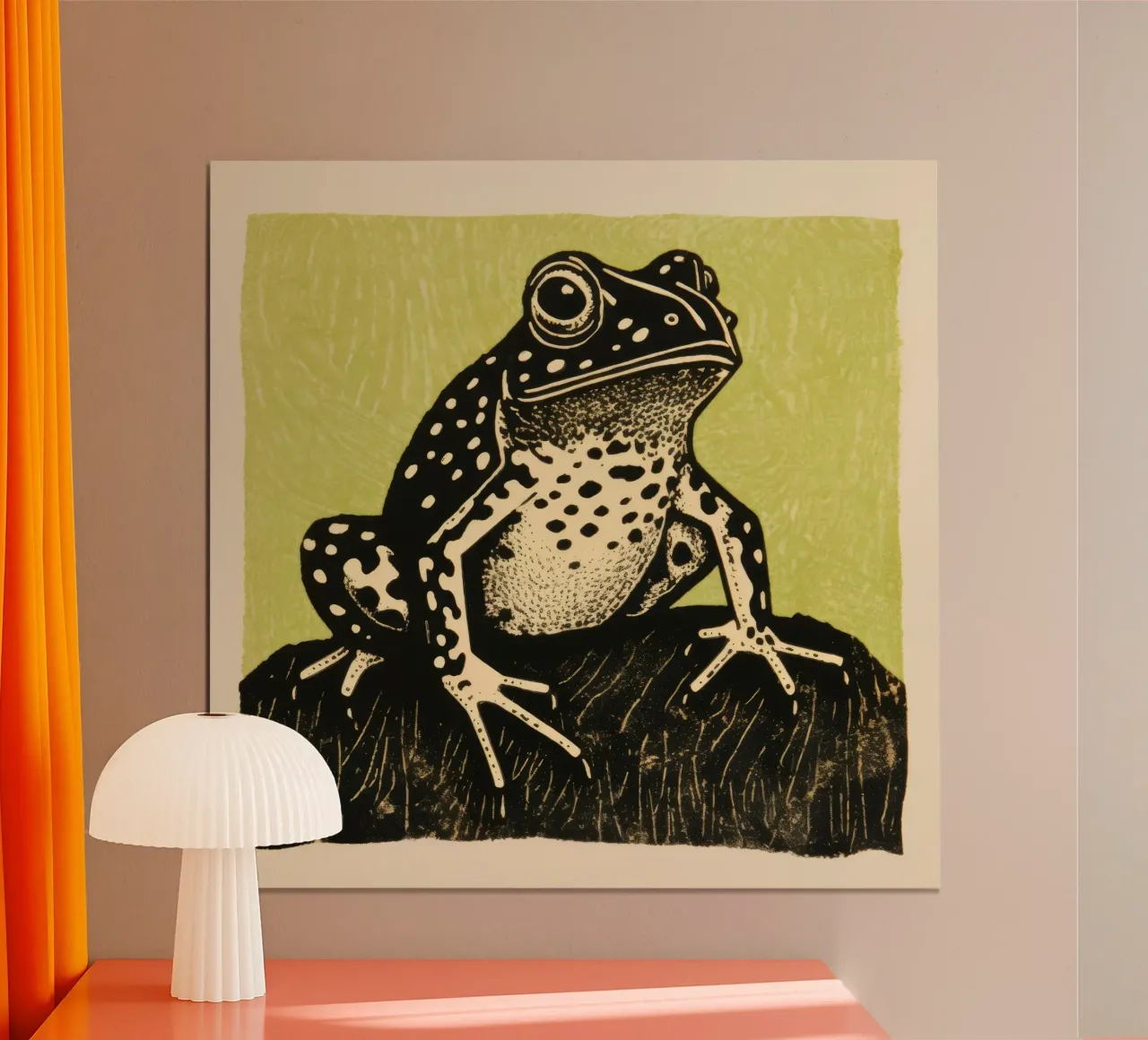 Rospo verde 2 poster con telaio in plastica da Minimal Animal Art
