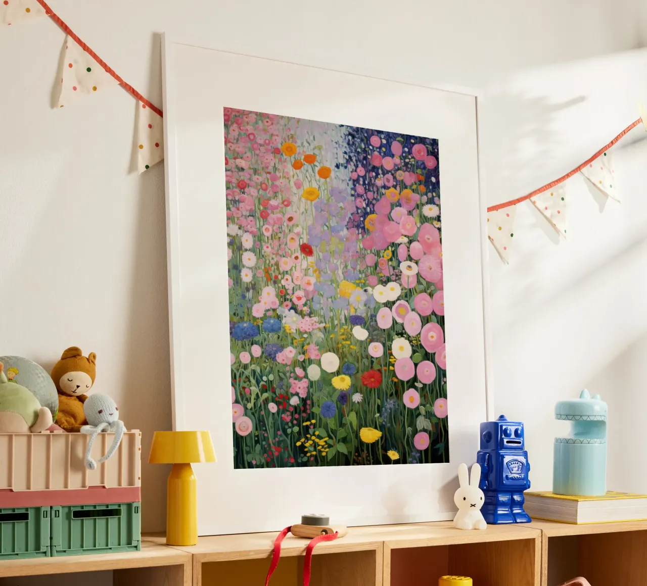 Gustav Klimt Flowers Garden Pink poster by Peaches Art Prints