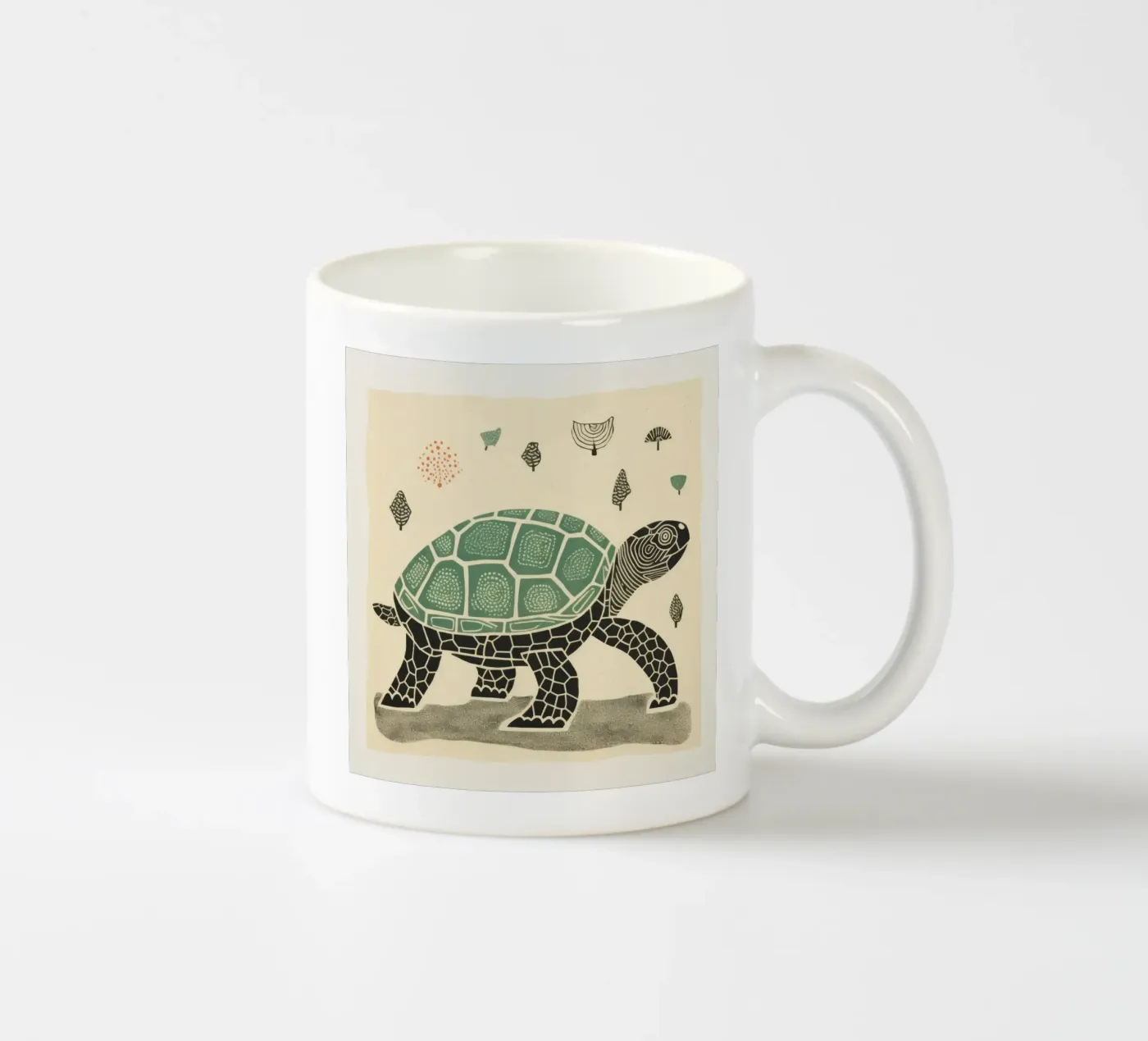 Green Tortoise ceramic mug by Minimal Animal Art