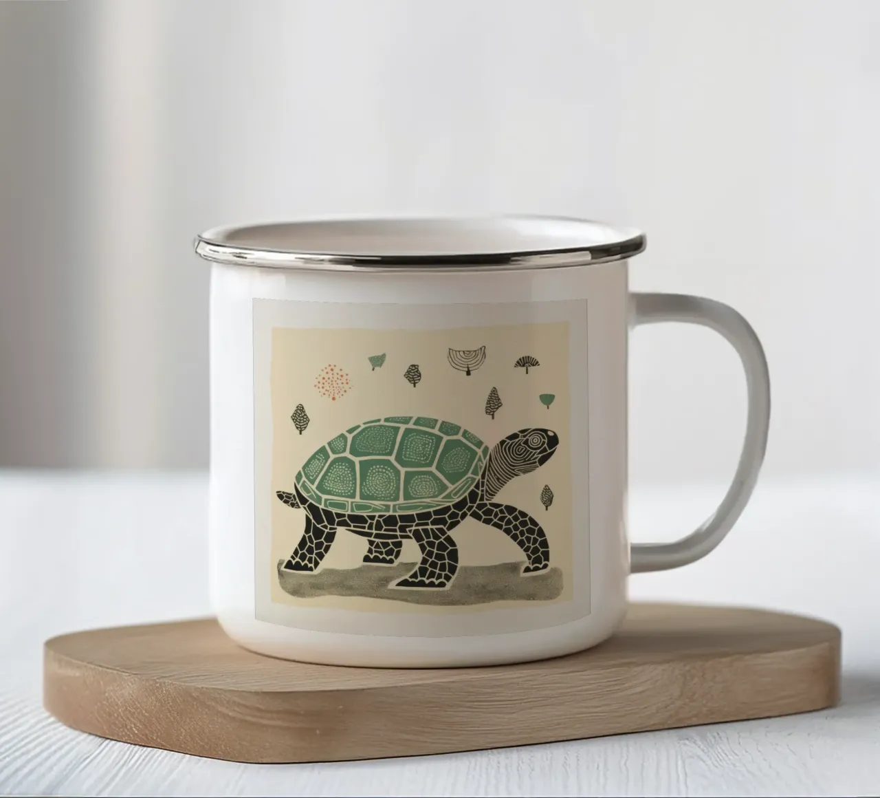 Tartaruga verde 1 tazza in smalto da Minimal Animal Art