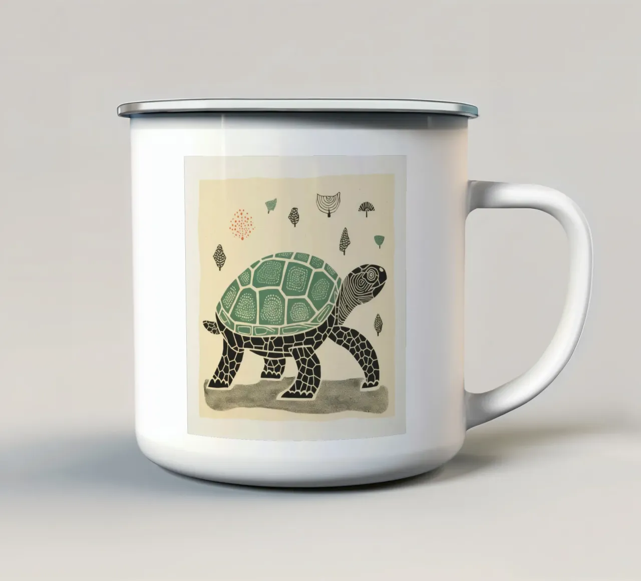 Tartaruga verde 1 tazza in smalto da Minimal Animal Art