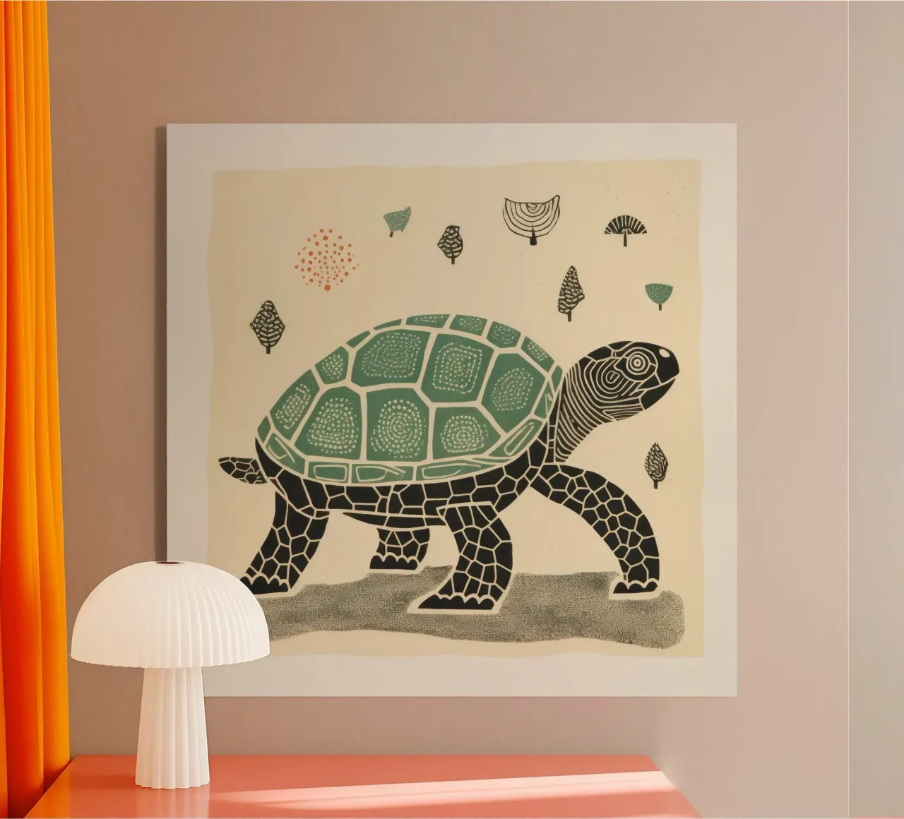 Green Tortoise 1 acrylic glass by Minimal Animal Art