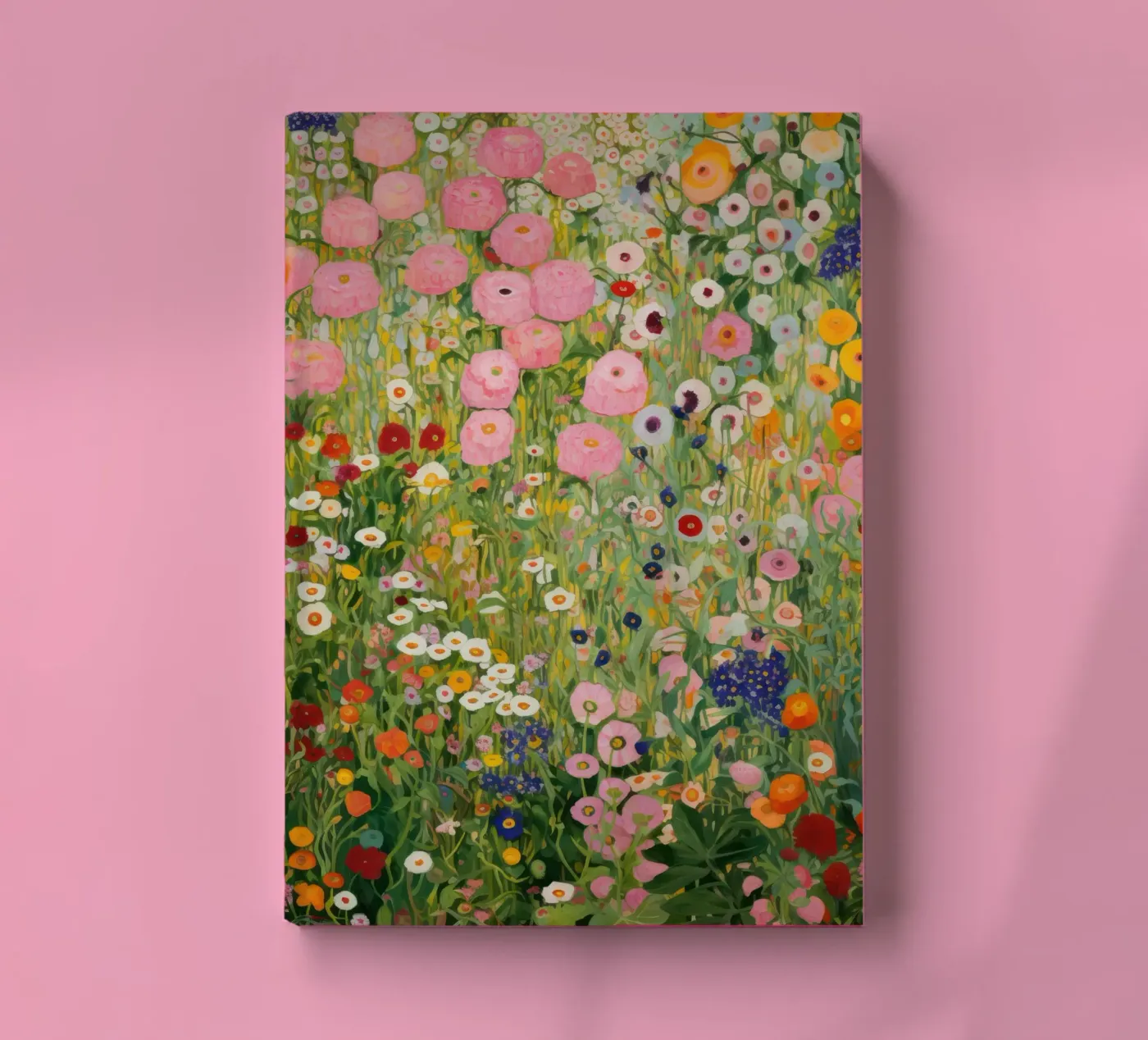 Gustav Klimt, Giardino di fiori rosa e verde quaderno da Peaches Art Prints