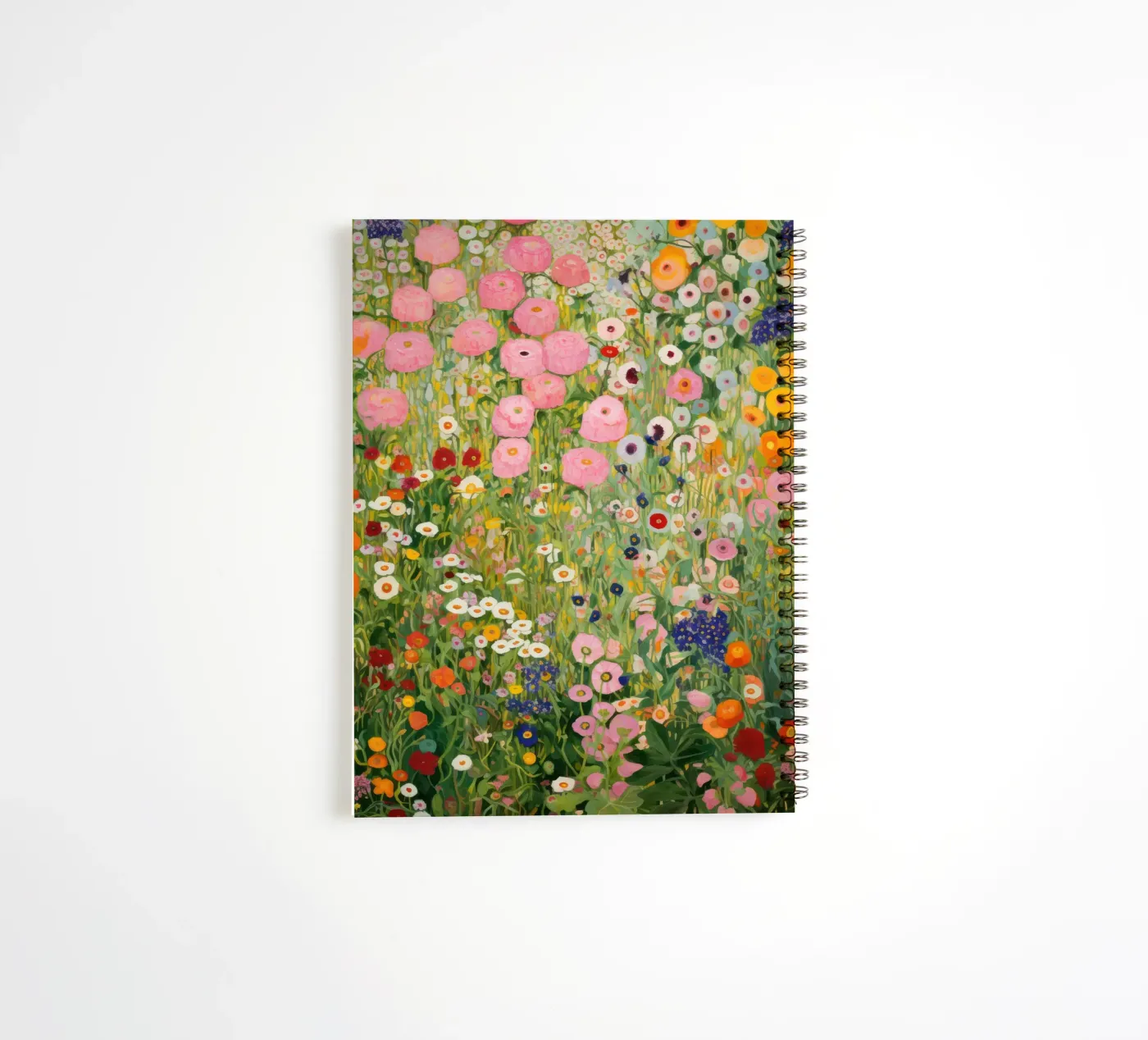 Gustav Klimt, Giardino di fiori rosa e verde diario ad anelli da Peaches Art Prints