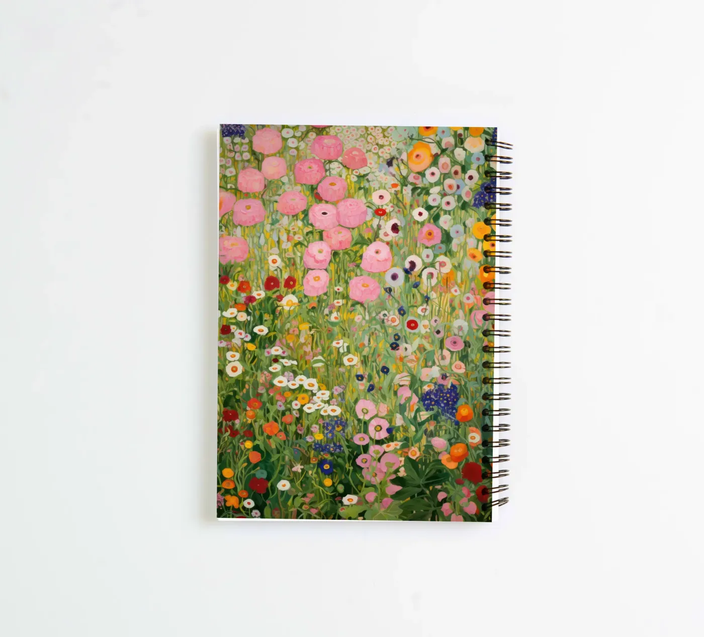 Gustav Klimt, Giardino di fiori rosa e verde diario ad anelli da Peaches Art Prints