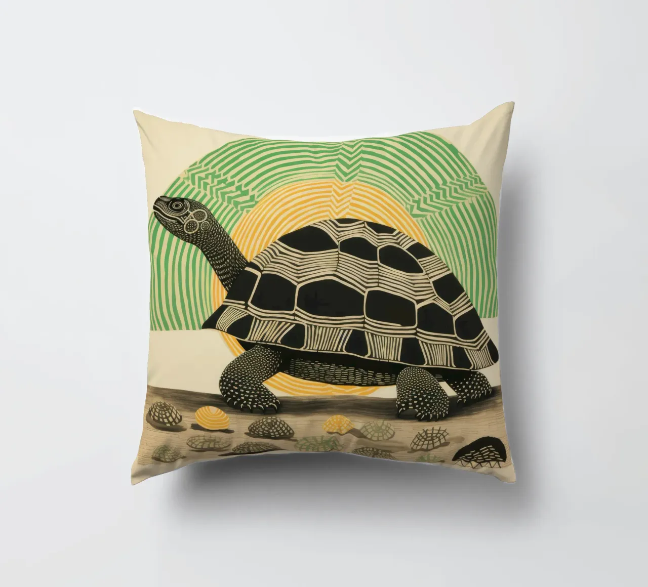 Tartaruga verde 2 cuscino da Minimal Animal Art