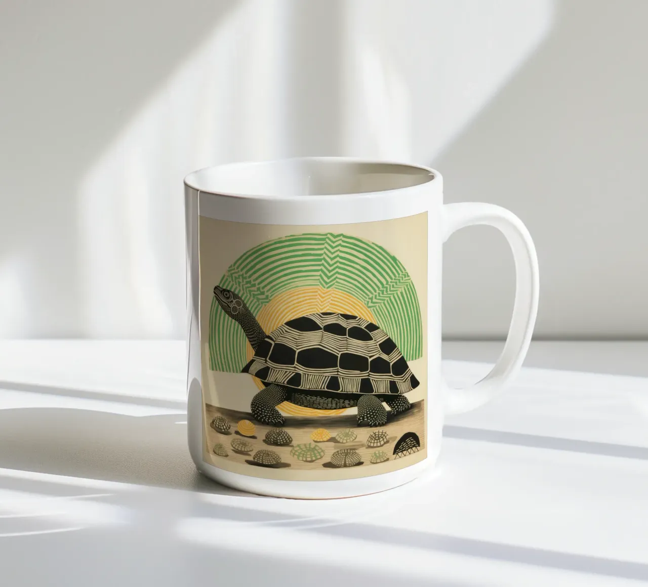 Tartaruga verde 2 tazza in ceramica da Minimal Animal Art