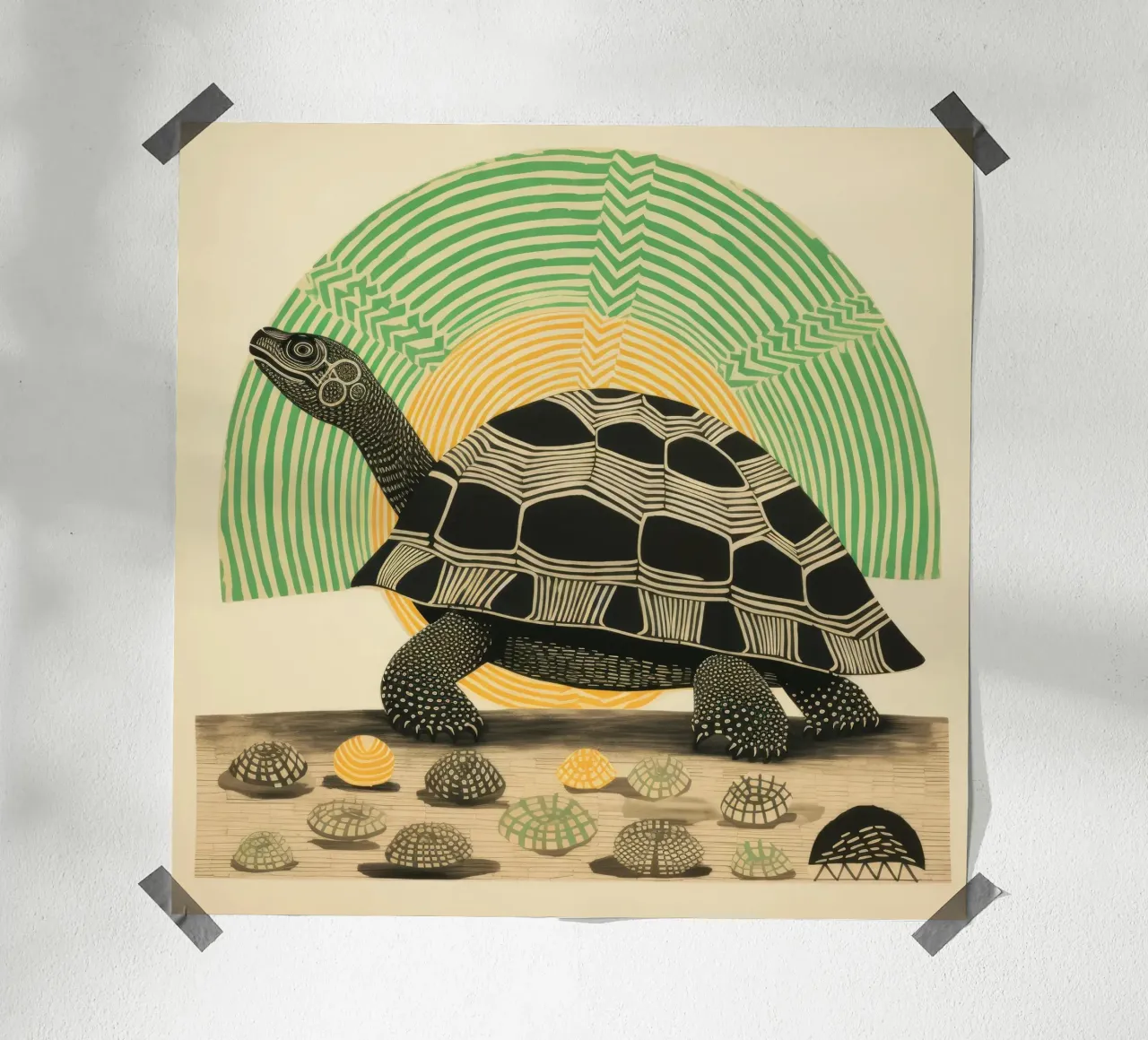 Tartaruga verde 2 poster con telaio in alluminio da Minimal Animal Art