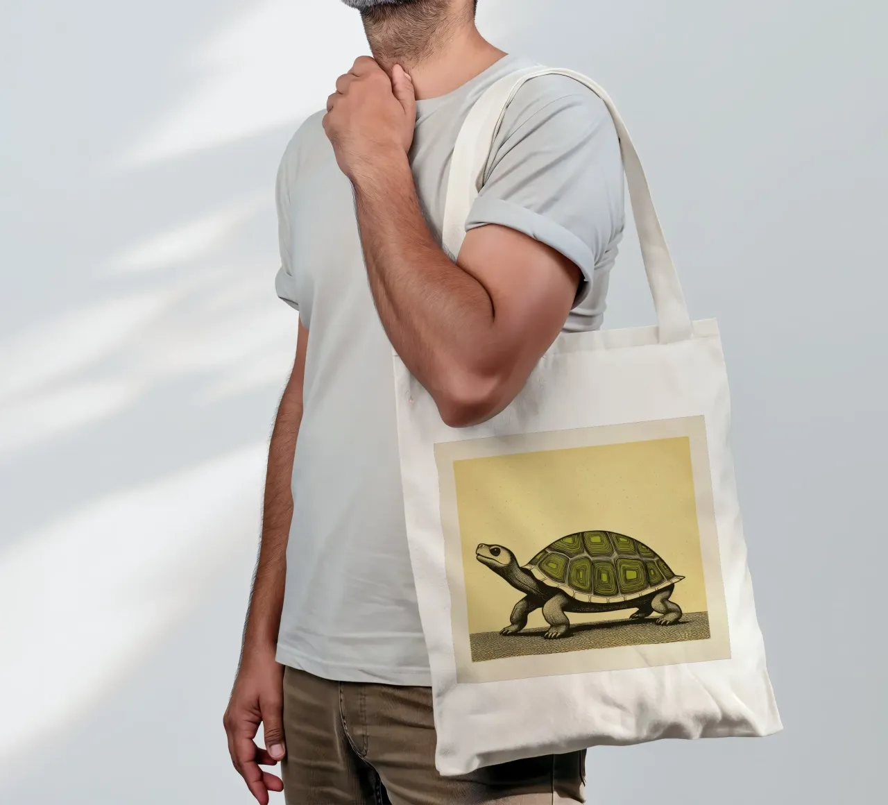 Tartaruga verde 3 borsa in juta da Minimal Animal Art