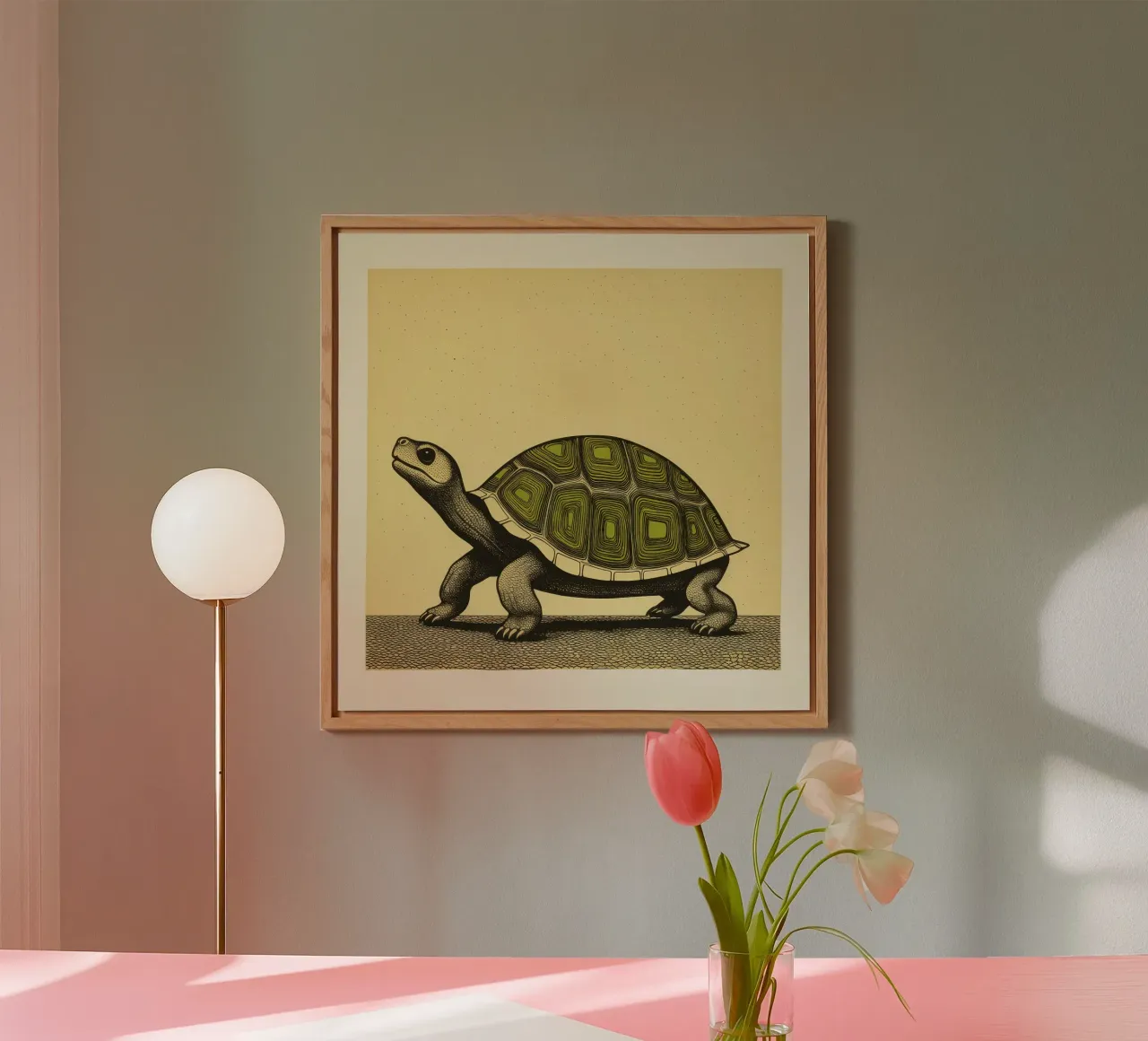 Green Tortoise 3 alu-dibond by Minimal Animal Art
