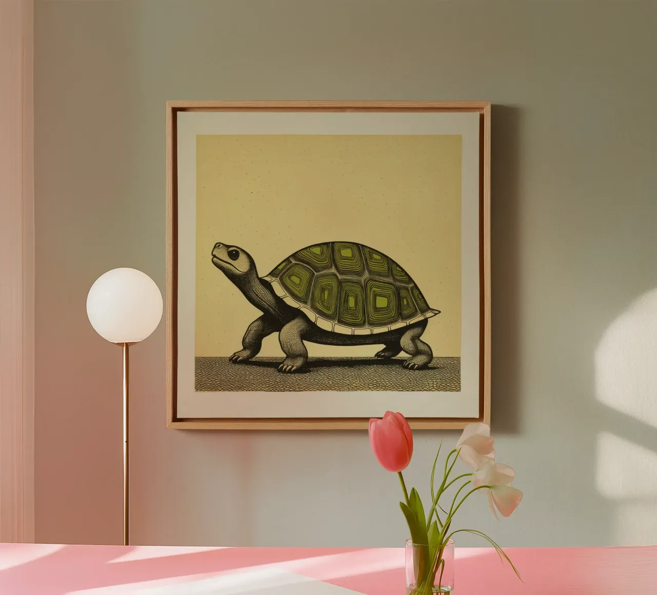 Green Tortoise 3 canvas by Minimal Animal Art