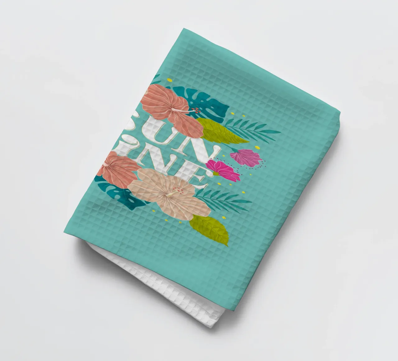 Soyez le soleil ! Citation d'inspiration avec des fleurs tropicales torchon de CalliLetters