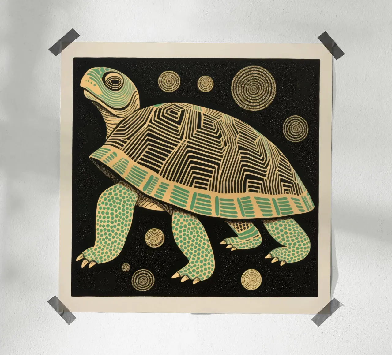 Tartaruga verde 4 poster con telaio in alluminio da Minimal Animal Art