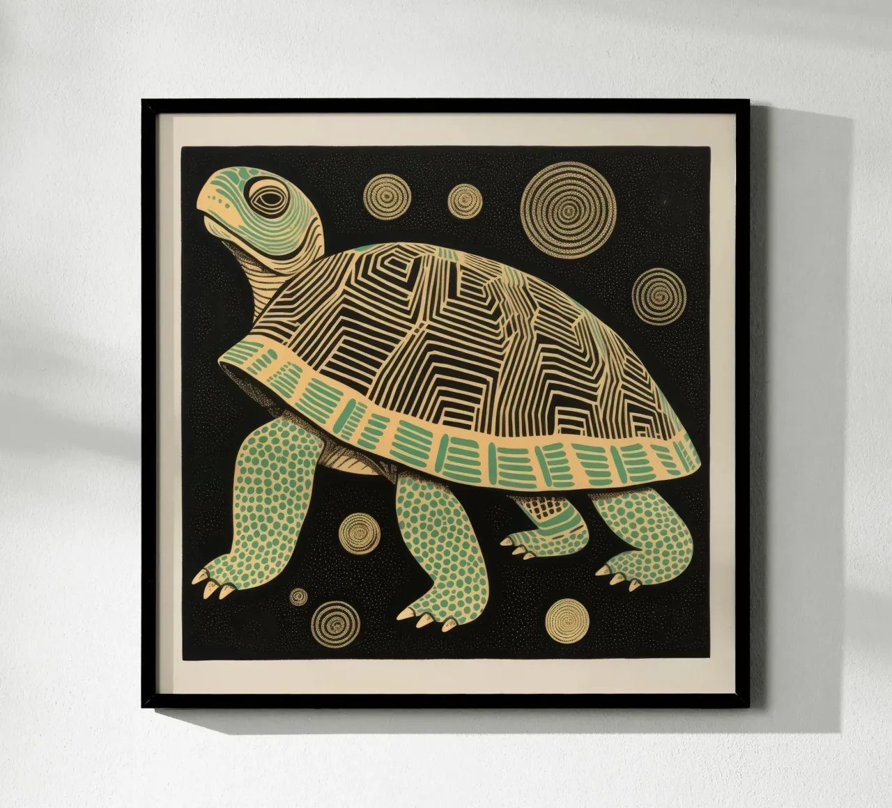 Tartaruga verde 4 poster con telaio in alluminio da Minimal Animal Art