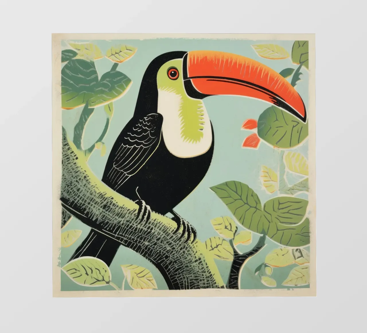 Tucano verde 1 telo in pvc da Minimal Animal Art