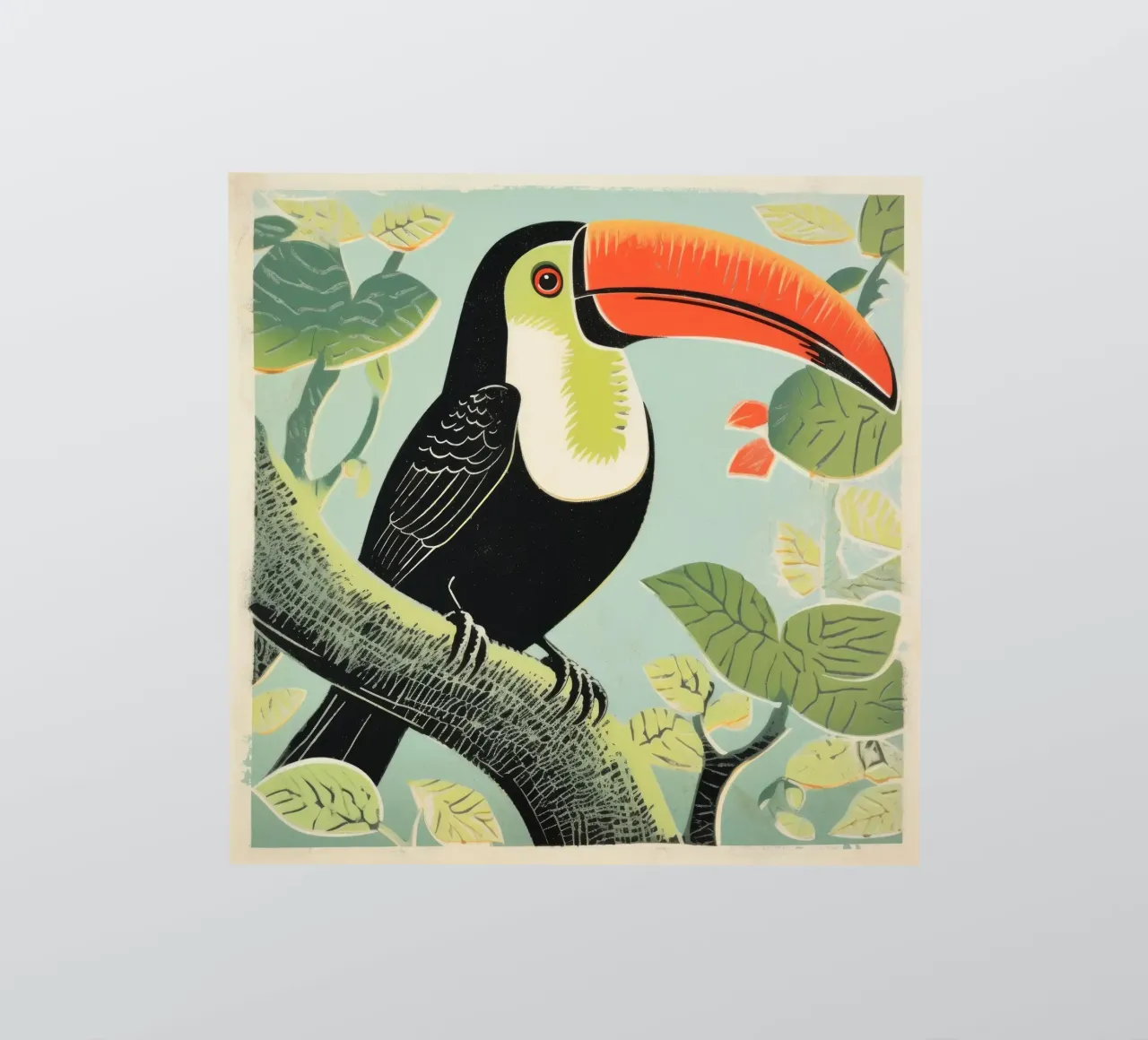 Toucan vert 1 autocollant de Minimal Animal Art