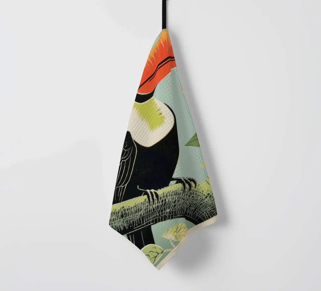 Toucan vert 1 torchon de Minimal Animal Art