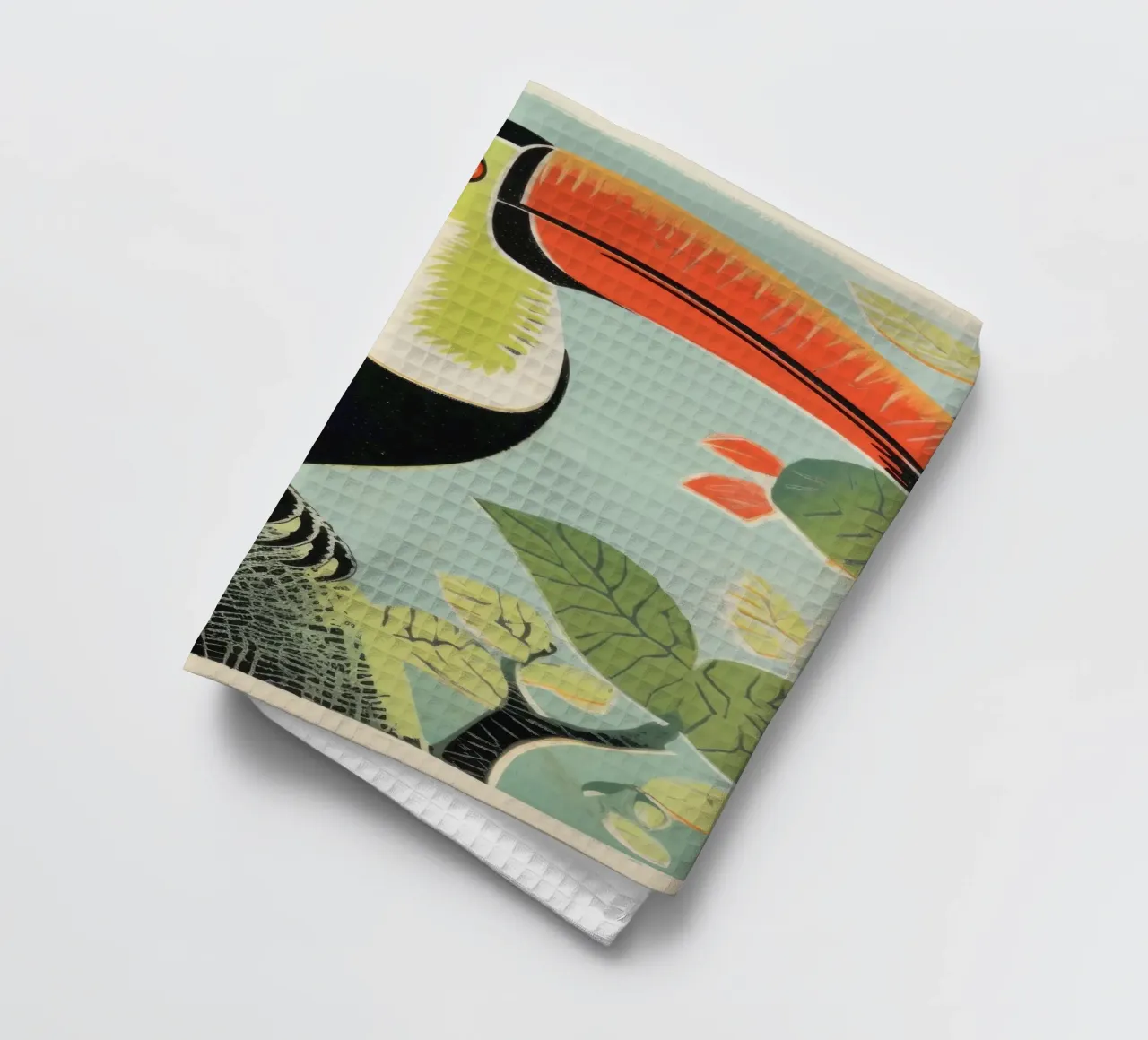 Toucan vert 1 torchon de Minimal Animal Art