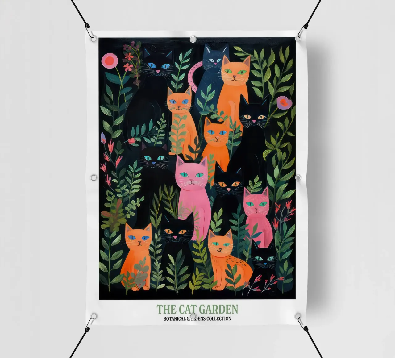 Il giardino dei gatti Collezione 2 telo in pvc da Peaches Art Prints