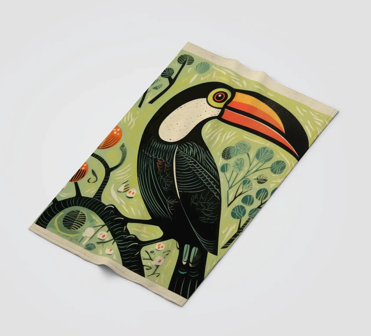 Tucano verde 2 coperta in pile da Minimal Animal Art