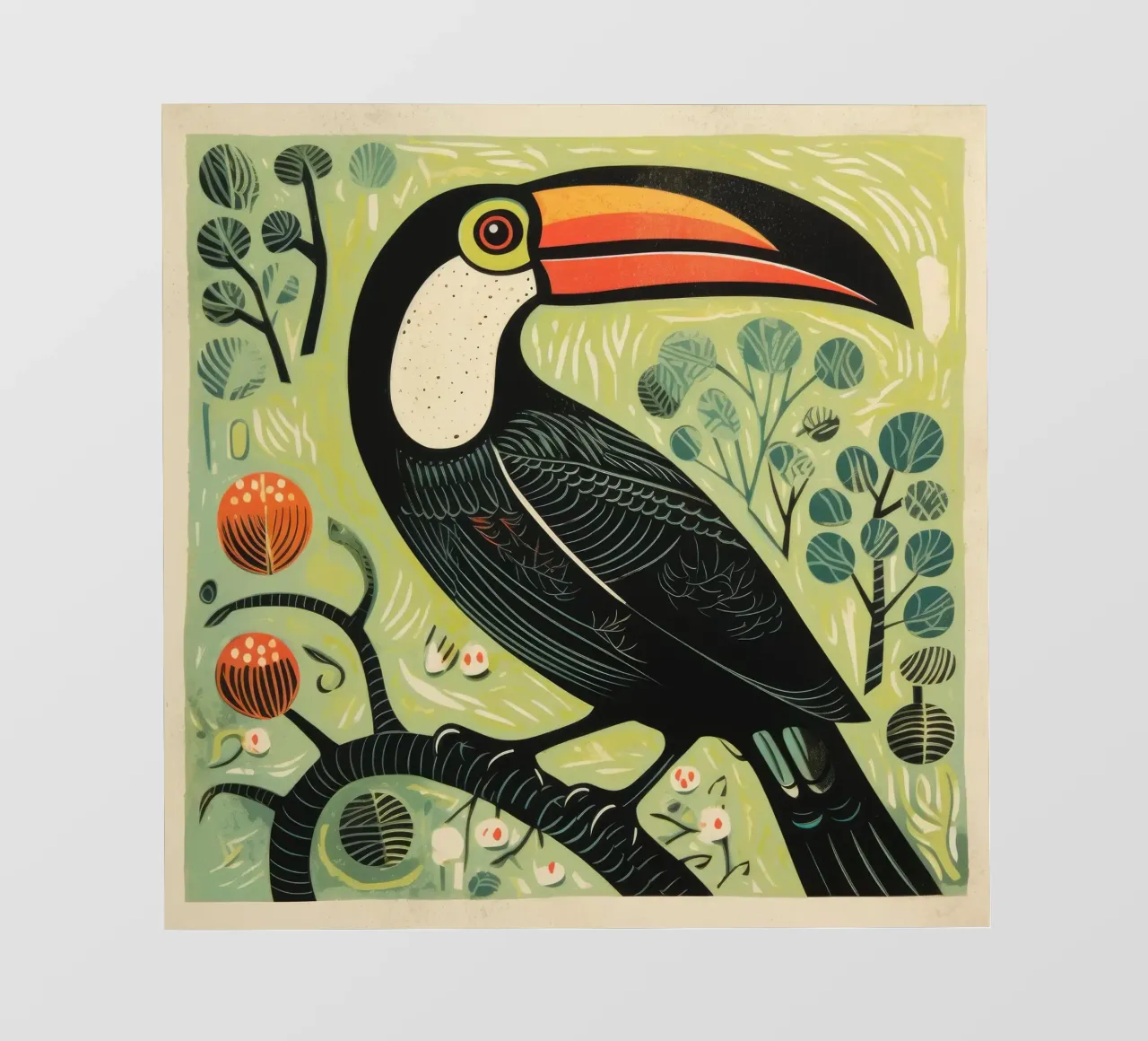 Tucano verde 2 telo in pvc da Minimal Animal Art