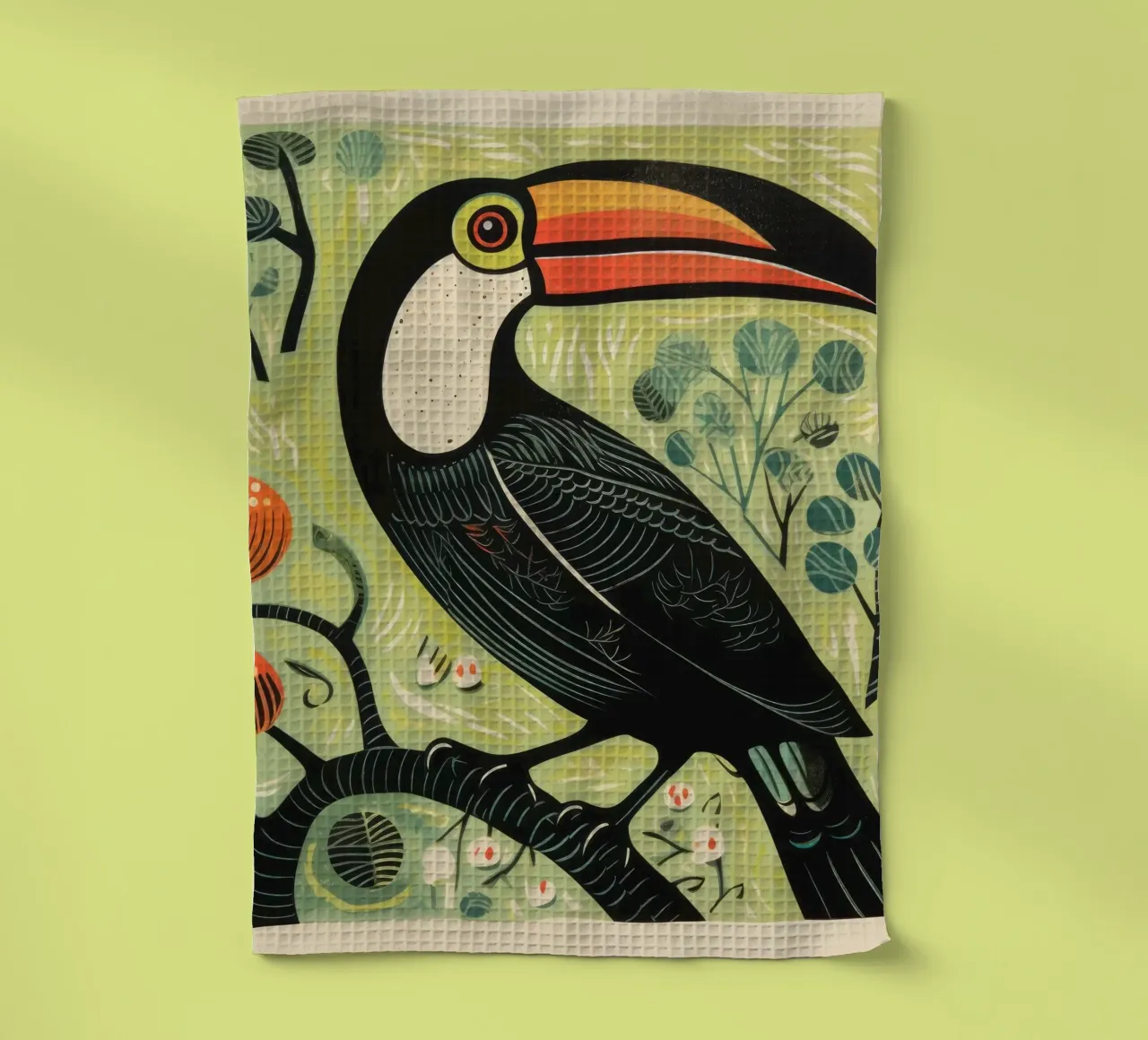 Toucan vert 2 torchon de Minimal Animal Art