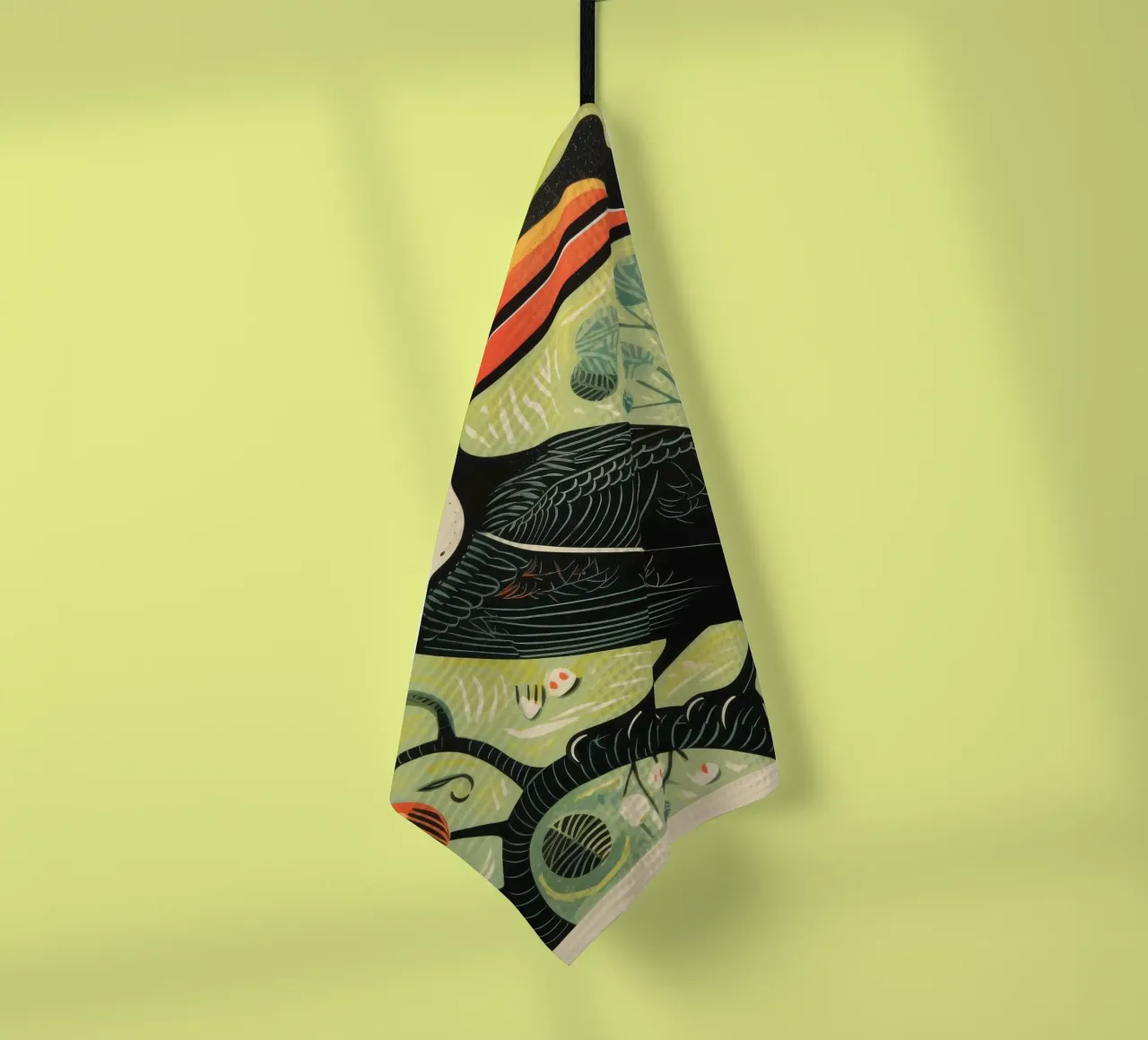 Toucan vert 2 torchon de Minimal Animal Art