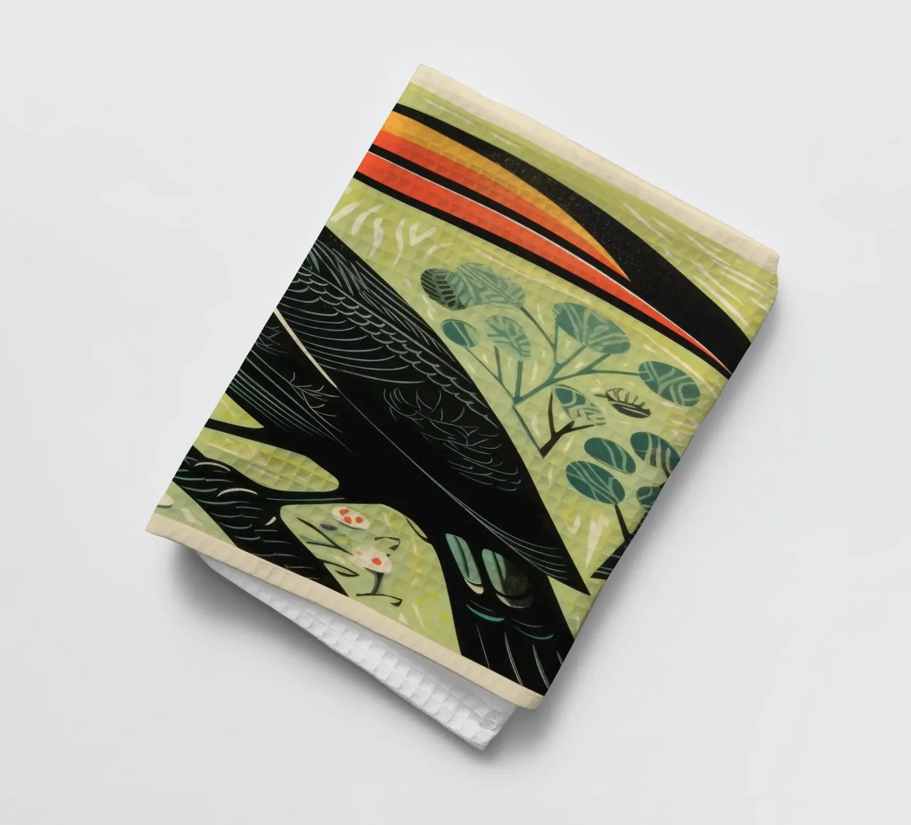 Toucan vert 2 torchon de Minimal Animal Art