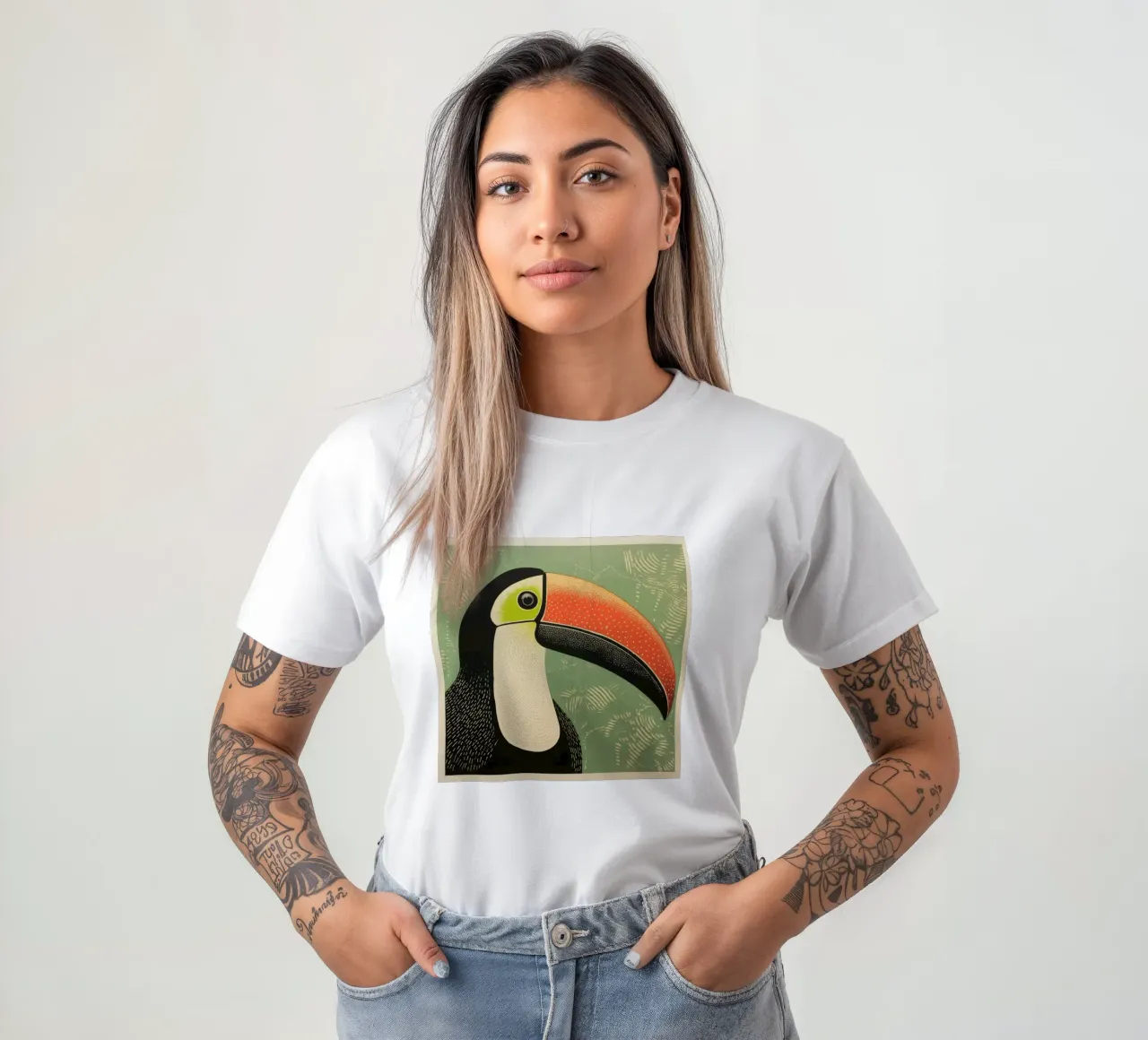 Tucano verde 3 t-shirt da Minimal Animal Art