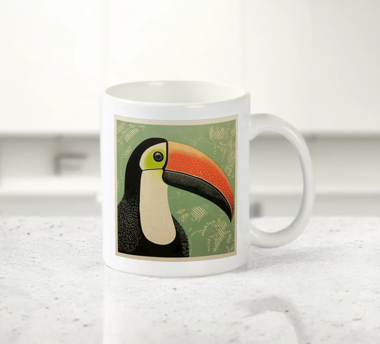 Tucano verde 3 tazza in ceramica da Minimal Animal Art