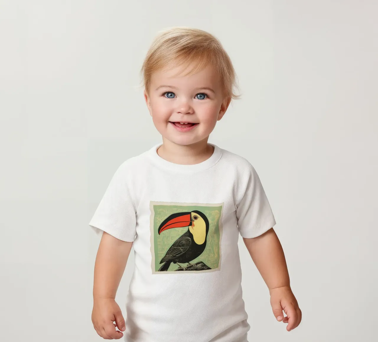 Tucano verde 4 maglietta neonato da Minimal Animal Art