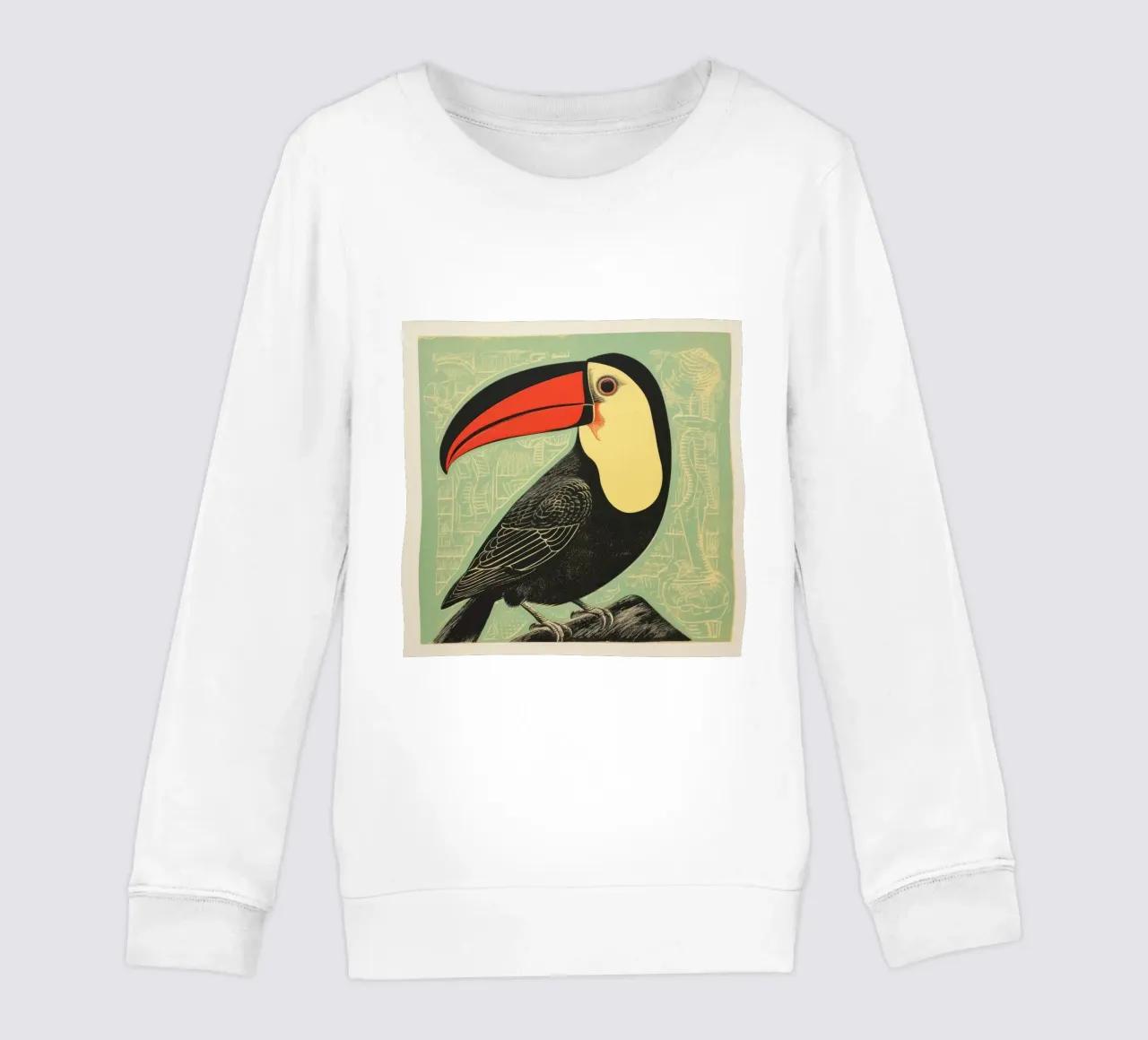 Tucano verde 4 felpa bambino da Minimal Animal Art