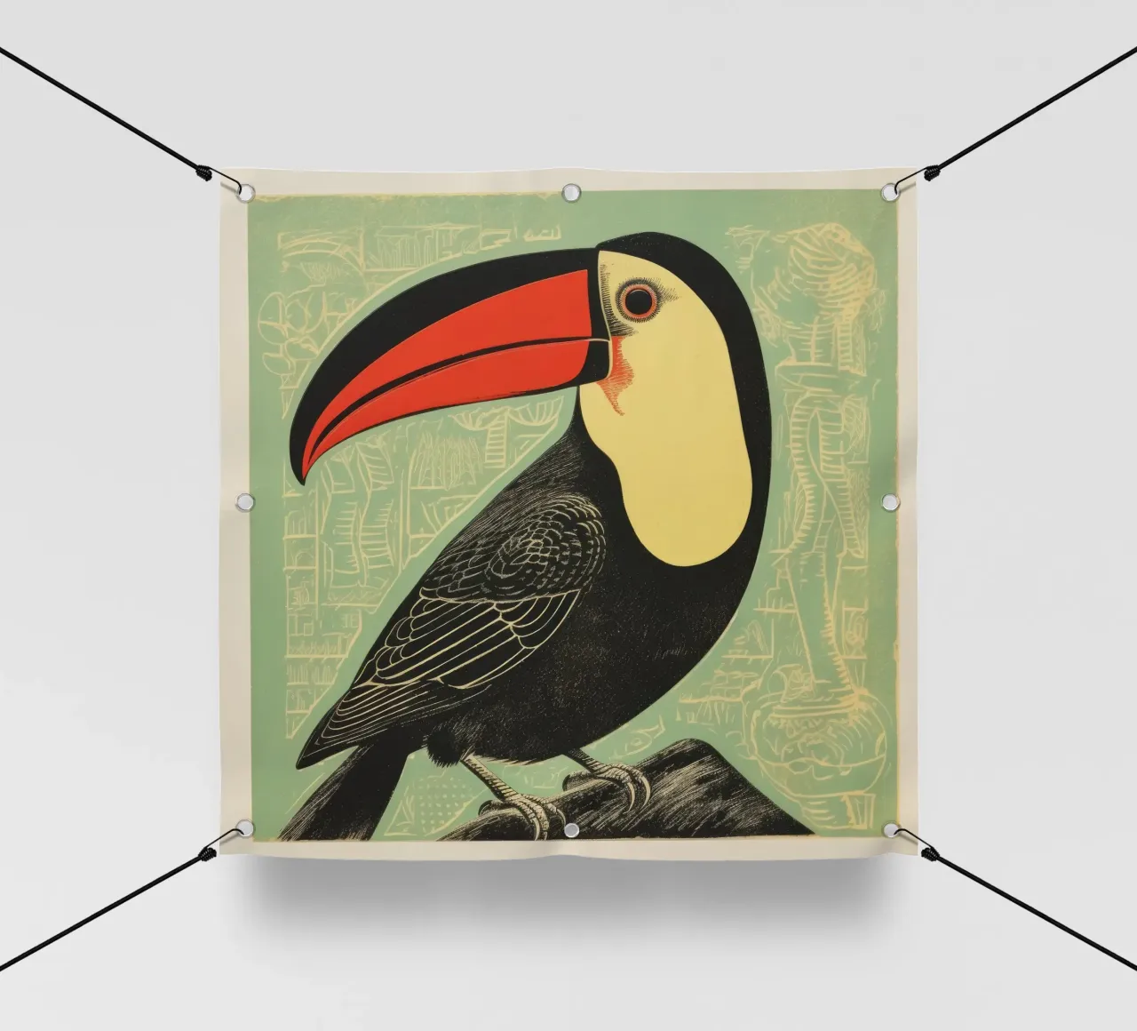 Tucano verde 4 telo in pvc da Minimal Animal Art