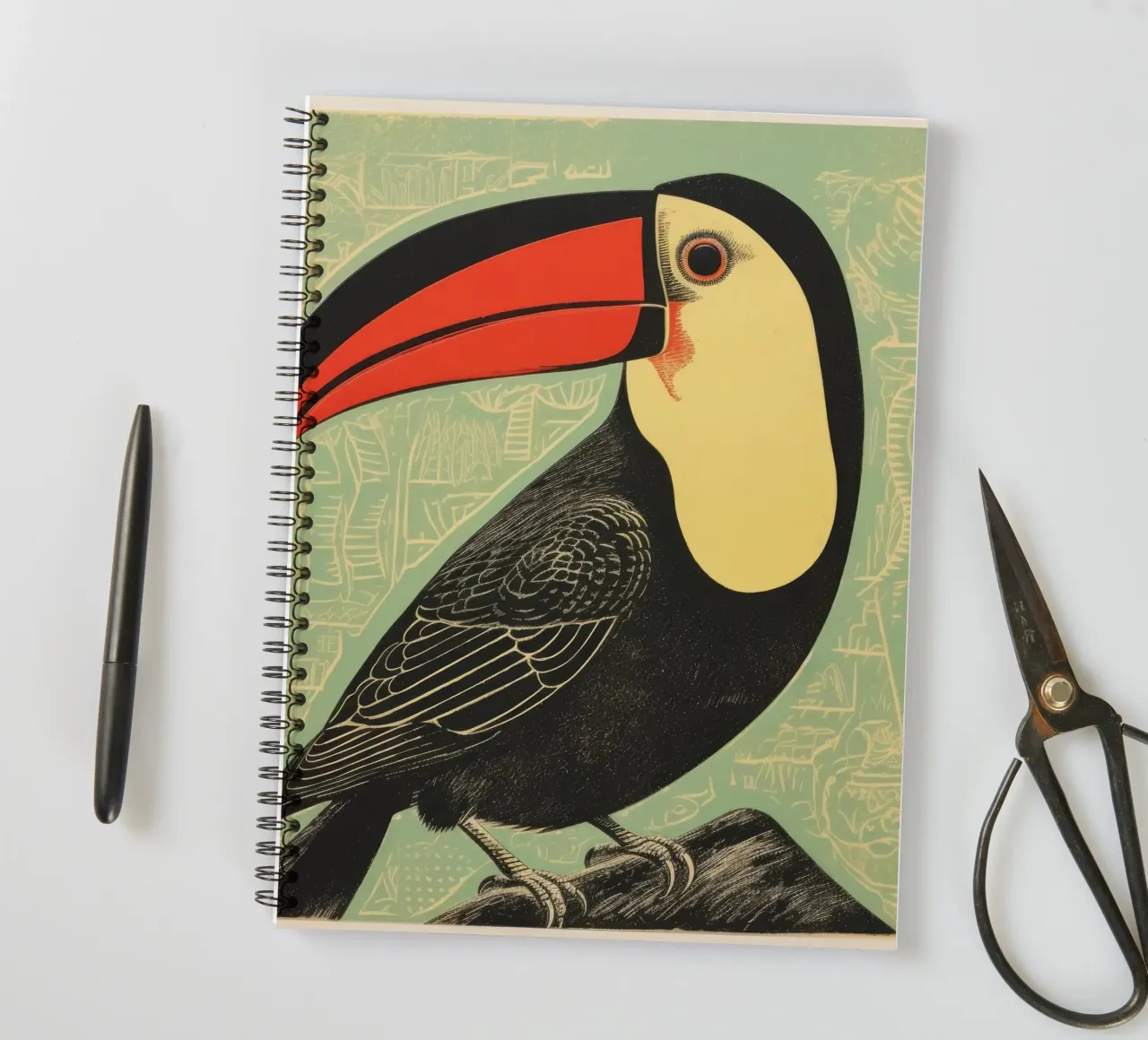 Green Toucan 4 spiral notebook by Minimal Animal Art