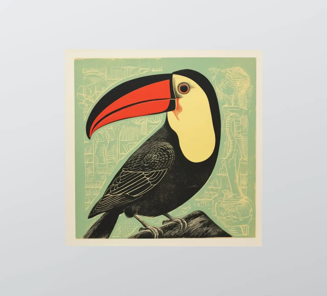 Toucan vert 4 autocollant de Minimal Animal Art
