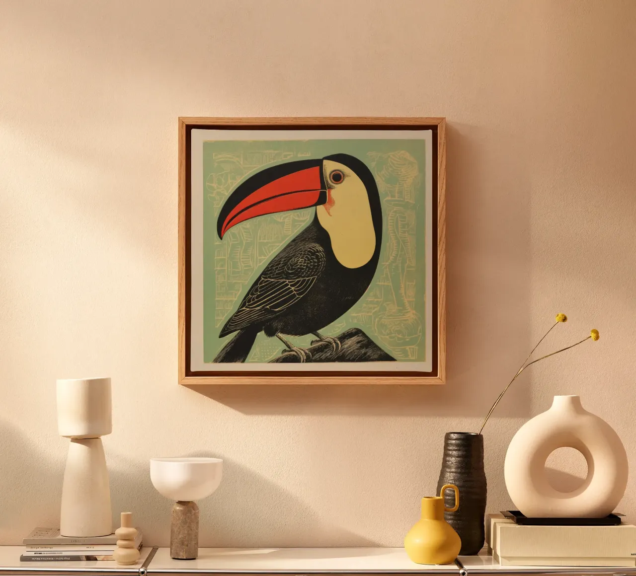 Green Toucan 4 canvas by Minimal Animal Art