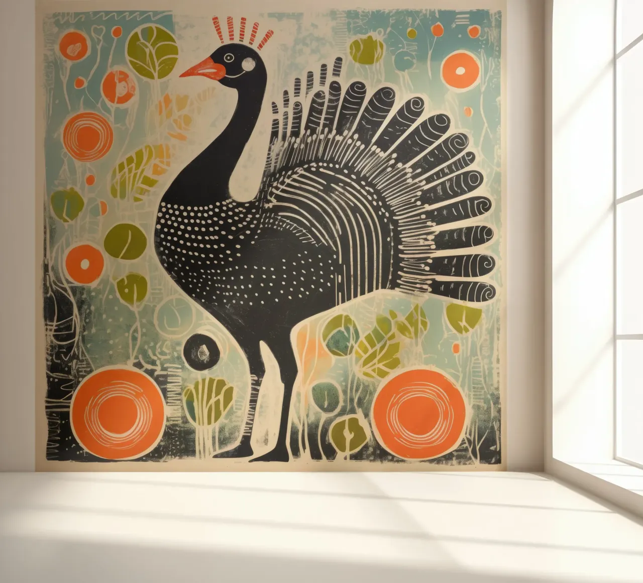 Groene kalkoen fotobehang van Minimal Animal Art