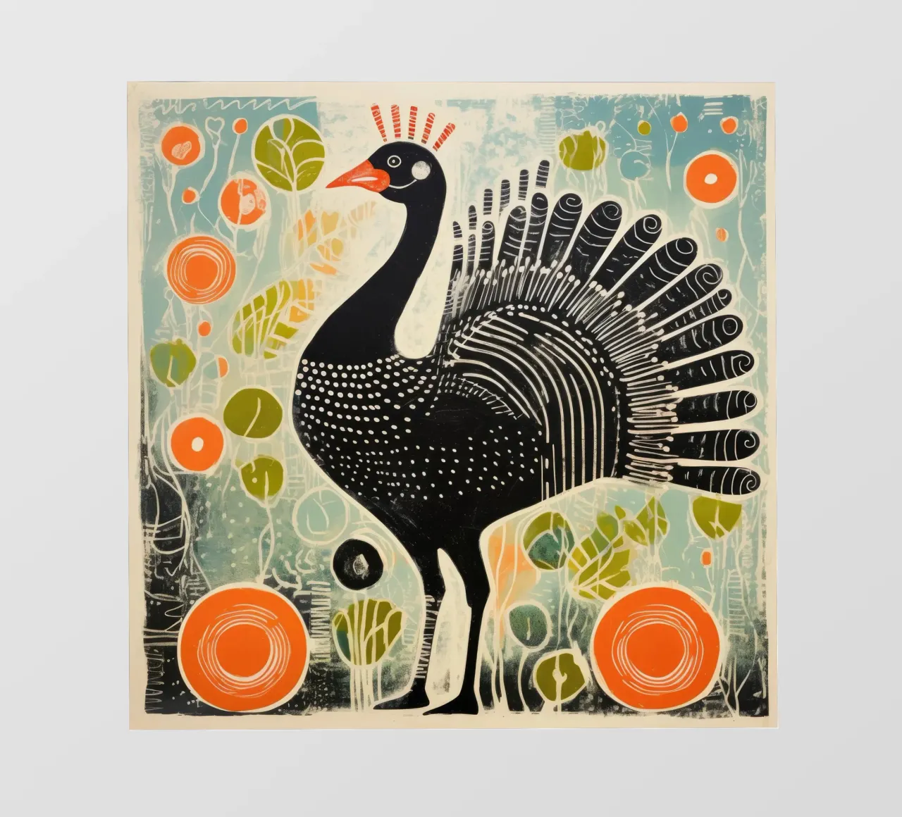 Groene kalkoen fotobehang van Minimal Animal Art