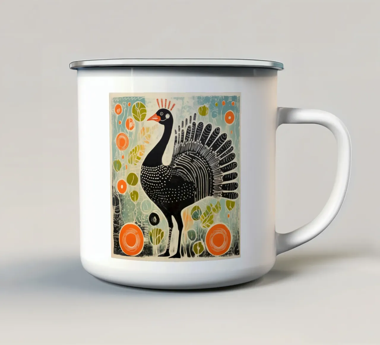 Tacchino verde 1 tazza in smalto da Minimal Animal Art