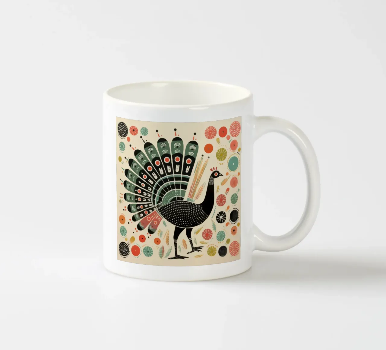 Tacchino verde 2 tazza in ceramica da Minimal Animal Art