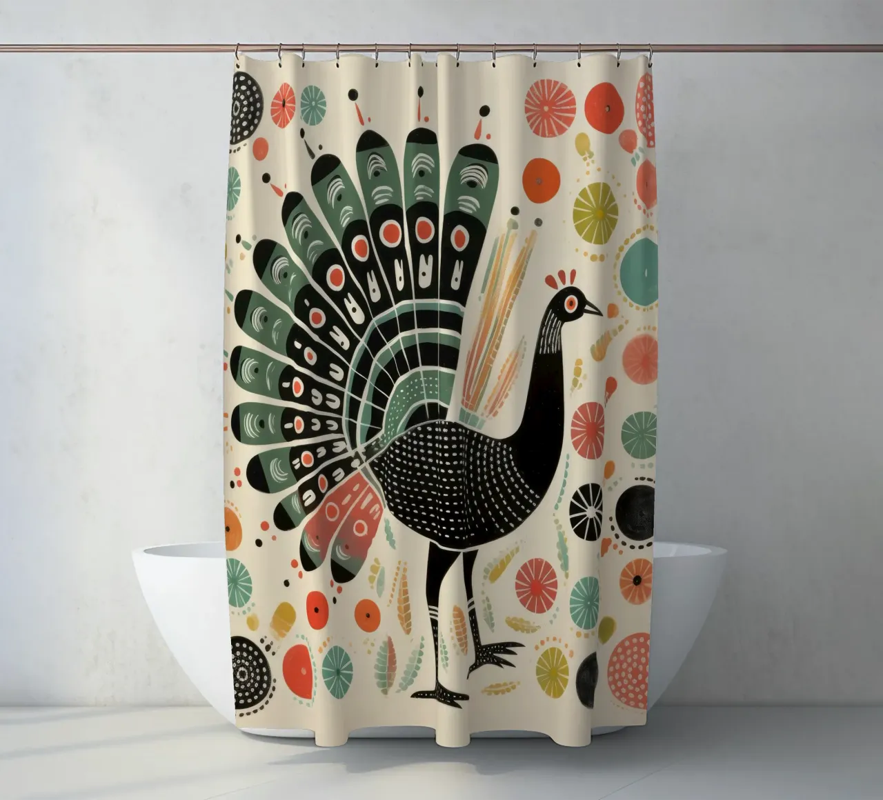 Green Turkey 2 shower curtain by Minimal Animal Art