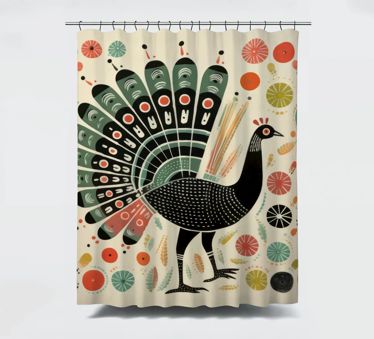 Green Turkey 2 shower curtain by Minimal Animal Art