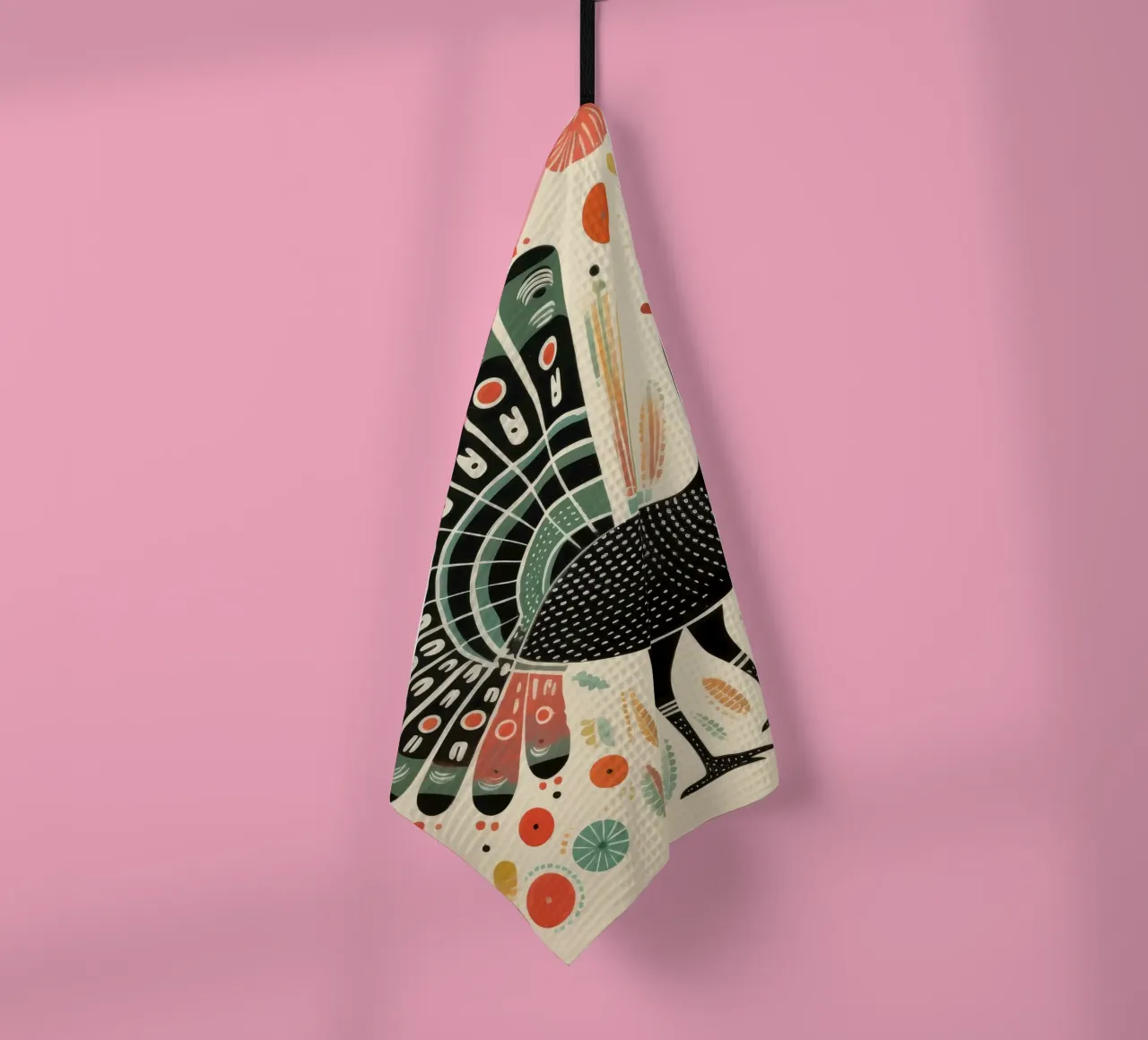 Green Turkey 2 tea towel by Minimal Animal Art