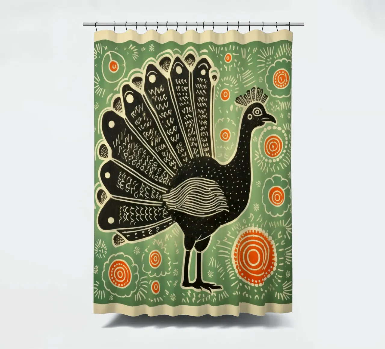 Green Turkey 3 shower curtain by Minimal Animal Art